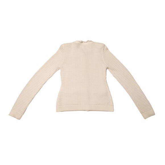 ⚡Express White Waffle-Knit Crew Neck Cardigan XS – NWOT Minimal Chic - Picture 3 of 5